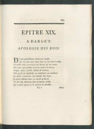 Epitre XIX. A Darget: Apologie Des Rois.