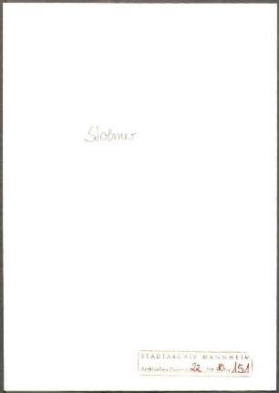 Stohner, Karl, Mannheim, Schriftwechsel mit Wichert