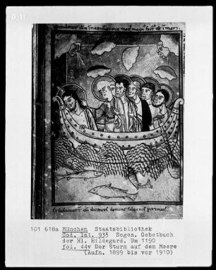 Sogenanntes Gebetbuch der heiligen Hildegard — Der Sturm auf dem Meere, Folio 44verso