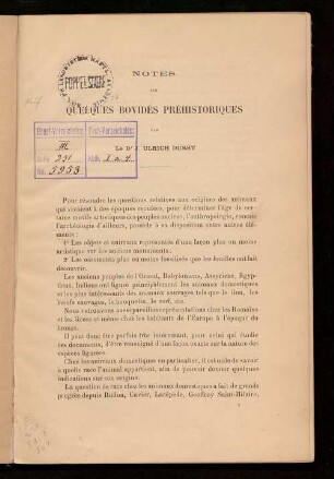 Notes sur quelques bovidés préhistoriques