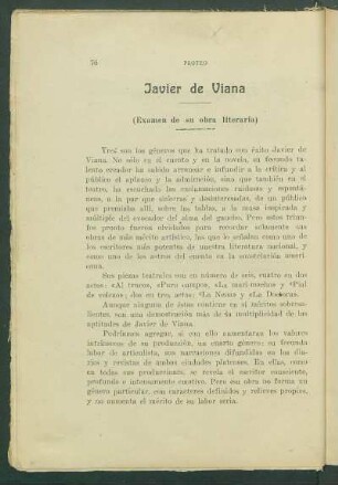 Javier de Viana : (Examen de su pbra literaria)