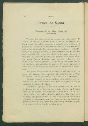 Javier de Viana : (Examen de su pbra literaria)
