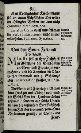 Von den Sonn-Fest- und Feyertägen.