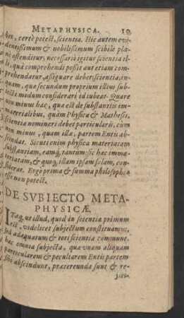 De Subiecto Metaphysicae.