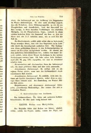XXXVII. Salze von Molybdän.
