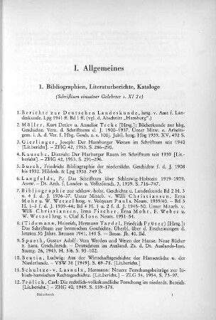 1. Bibliographien, Literaturberichte, Kataloge