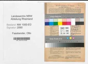 Entnazifizierung Otto Fassbender, geb. 19.10.1889 (Verw.Angest.)