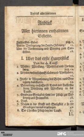 Anblick Aller hierinnen enthaltenen Gebette.