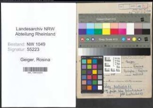Entnazifizierung Rosina Geiger , geb. 28.06.1885 (Dentistin)