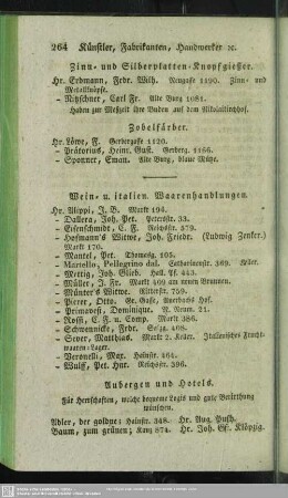 Aubergen, Hotels, Gasthöfe, …