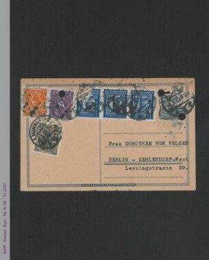Postkarte von Julie Bassermann an Dorothee von Velsen