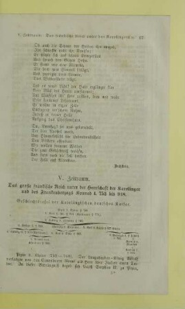 V. Zeitraum. Das große fränkische Reich unter der Herrschaft der Karolinger und des Frankenherzogs Konrad I. 752 bis 918