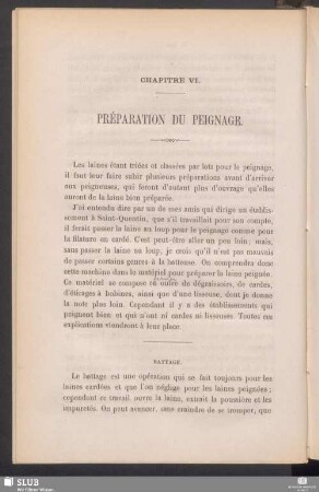 Chapitre VI. Préparation du peignage