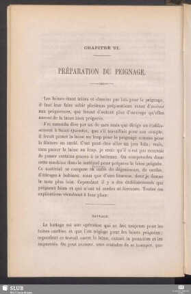 Chapitre VI. Préparation du peignage