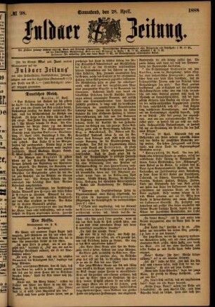 Ausgabe vom Samstag, den 28. April 1888.
