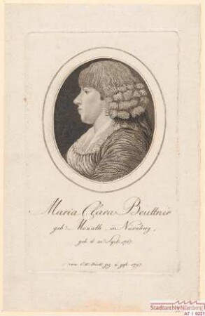 Maria Clara Beuttner, geborene Monath; geb. 10. September 1767