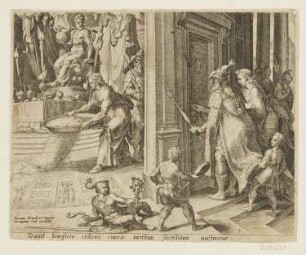 Daniel streut Asche im Tempel, Blatt 3 der Folge "Geschichte von Daniel, Bel und dem Drachen"