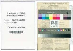 Entnazifizierung Mathias Dederichs , geb. 04.11.1898 (Elektriker)