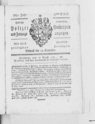37tes Stück., Ausgabe vom 12. September 1781