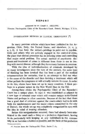 675-684, Report: Investigation methods in clinical criminology
