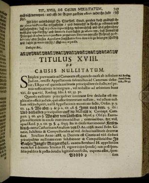 Titulus XVIII. De Causis Nullitatum.