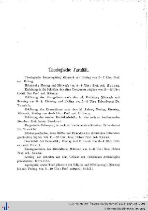 Theologische Facultät.