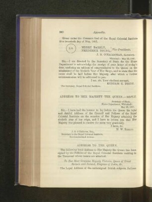 4. Address to her Majesty the Queen from Fellows of the Royal Colonial Institute residing in the Transvaal.