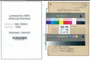 Entnazifizierung Heinrich Klusmann , geb. 27.08.1883 (Weichenwaerter)