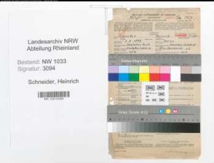 Entnazifizierung Heinrich Schneider , geb. 03.09.1893 (Kriminalobersekretaer)
