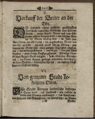 VI. Von gemeyner Stadt befreyeten Orten