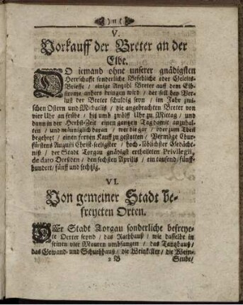 VI. Von gemeyner Stadt befreyeten Orten