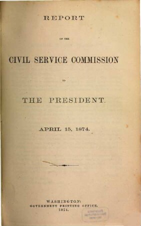 Report of the Civil Service Commission to the President