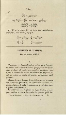 Théorèmes de statique.