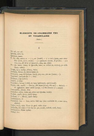 Elements de grammaire Tho et vocabulaire