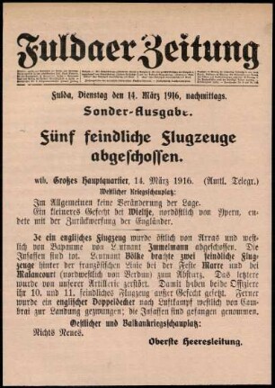 Ausgabe vom Dienstag, den 14. März 1916.
