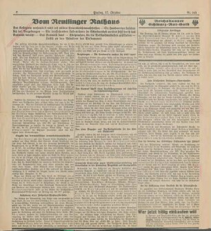 Freie Presse 1930 (Nr. 243). Tagesausgabe und "Zweites Blatt" (Fragment)
