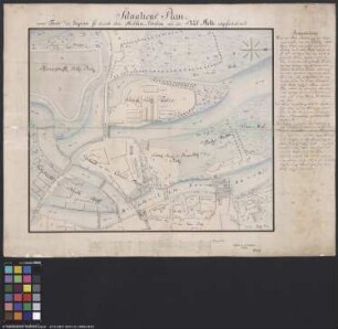 Situationsplan des Teils der Stadt Halle/Saale, welcher durch den Mühlgraben von der Stadt abgesondert wird