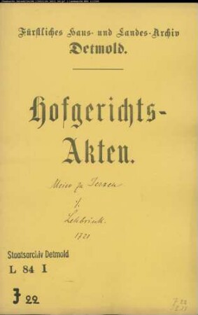Jerxen, Meier zu gegen Lehbrinck zu Retzen - Schuldforderung