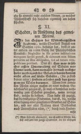 §. XI. Schaden, in Ansehung des gemeinen Wesens