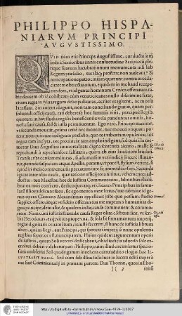 Widmung Philippus Hispaniarum Princeps