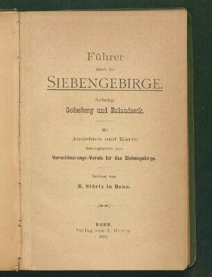 Führer durch das Siebengebirge : Anhang: Godesberg und Rolandseck