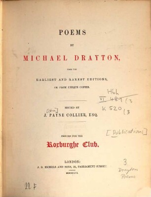 Poems : from the earliest and rarest editions or from unique copies