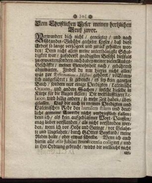 Dem Christlichen Leser meinen hertzlichen Gruß zuvor.
