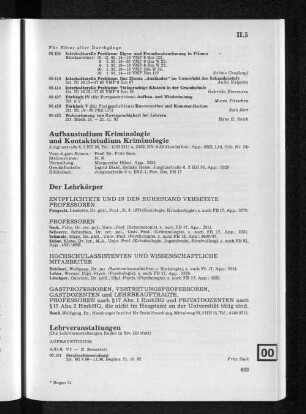 Aufbaustudium Kriminologie und Kontaktstudium Kriminologie