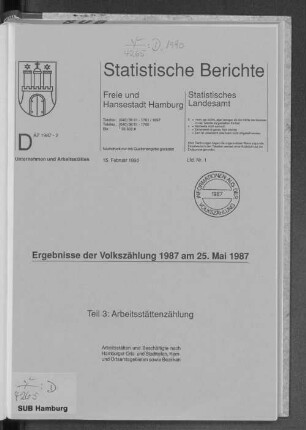 Ergebnisse der Volkszählung 1987 am 25. Mai 1987