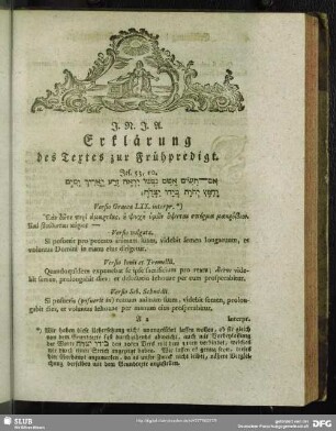 Erklärung des Textes zur Frühpredigt. Jes. 53, 10