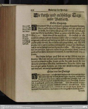 Die kurtze und mühselige Tage unser Wallfahrth