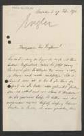Brief von Adolf Engler an Unbekannt