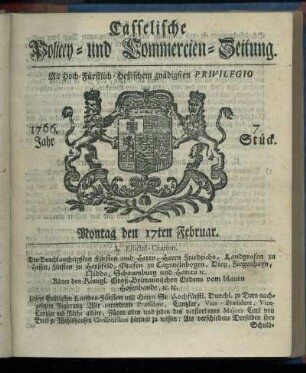 7. Stueck, Montag den 17ten Februar 1766