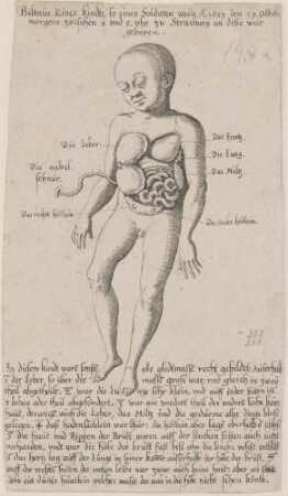 Biltnus Eines kindts, so eines Soldaten weib, A[nno] 1633, den 29. Octob[ris]//morgens zwischen 4 vnd 5. uhr zu Strasburg an diße Welt//geboren.